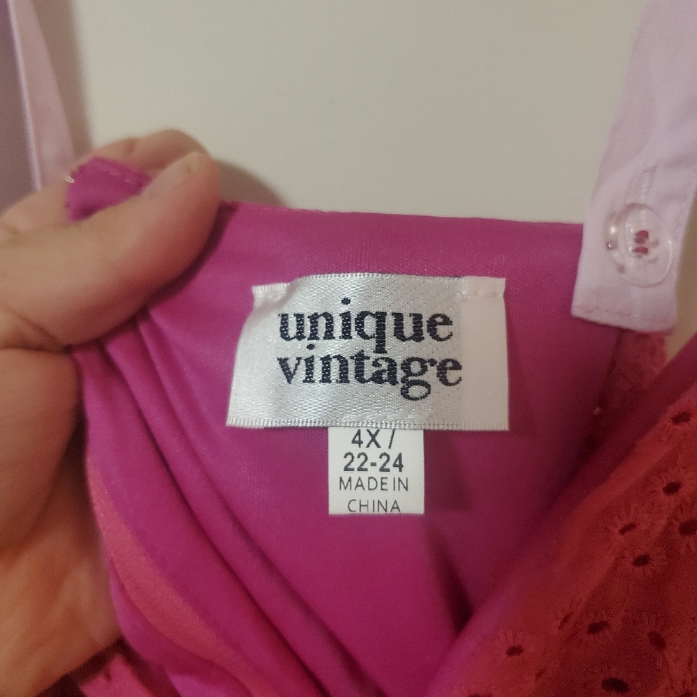 Plus Size Pink Bow Unique Vintage Swing Dress - Picture 5 of 6